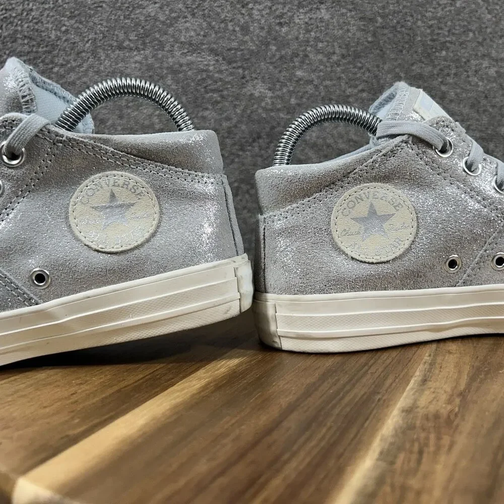 Converse CTAS Madison Mid Women’s Sz 6 Silver Sparkle Athletic Skate Shoes Used